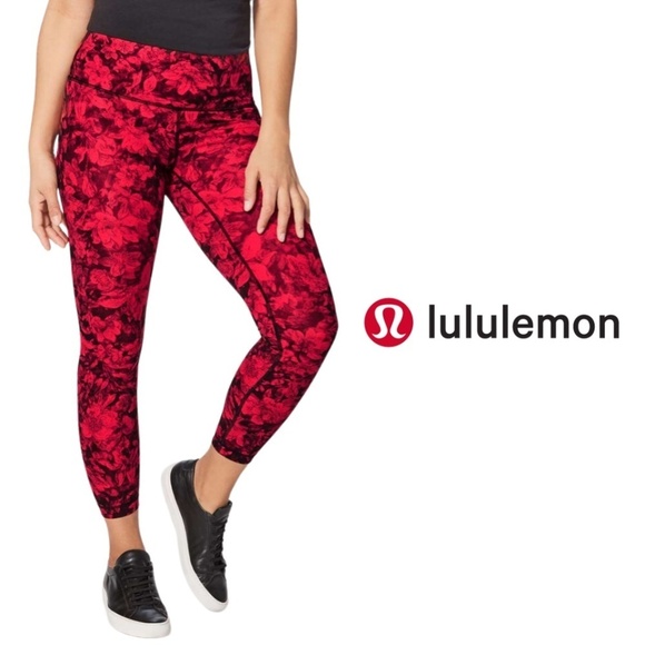 lululemon athletica Pants - Lululemon Wunder Under Hi-Rise 7/8 Tight 25" Carminetrue Red Black- Size 4
